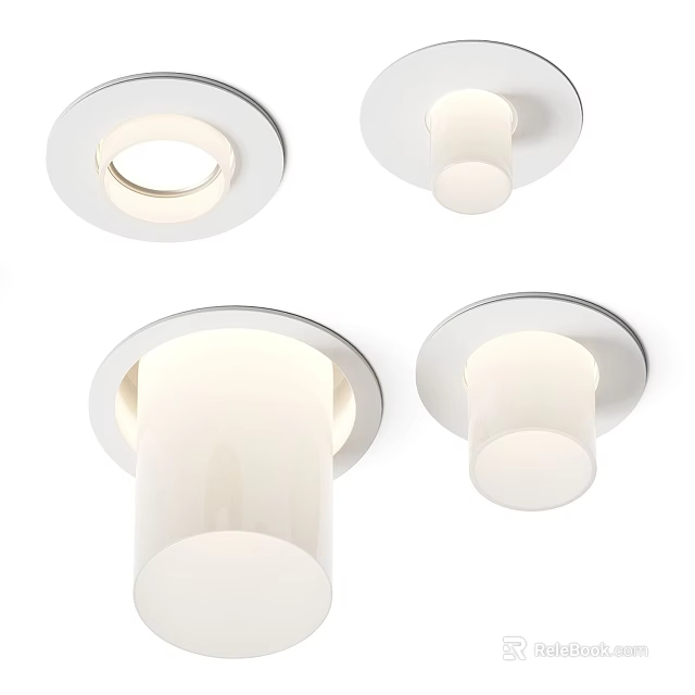 Modern White Downlights And Spotlights With Sleek Design For Home Ceiling 3d model