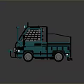 Teal Toy Truck Model With Black Frame Roof Lights And Cargo Bed