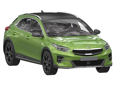 Modern Green Kia SUV With Black Roof And Sporty Exterior Design 3d model