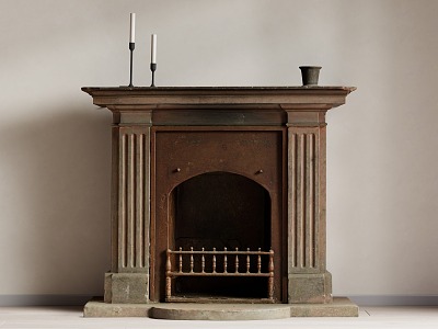 Middle ancient style fireplace 3d model