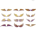 Animal Wall Decor Featuring Multiple Golden Wing Designs For Interior Decoration 3d model