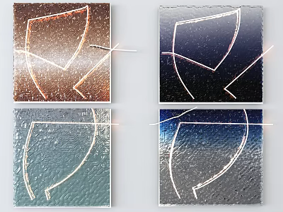 Modern Wall Decor With Geometric Line Design And Multicolor Textured Glass Panels 3d model
