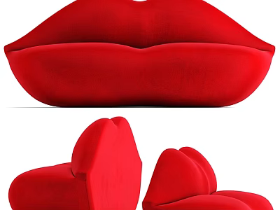 Red Lips Shaped Unique Sofa Design For Modern Interior Decor 3d model