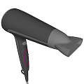 Modern Black Hair Dryer Daily Use Electric Appliance with Pink Control Button and Handle