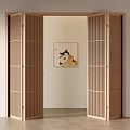 Wooden Folding Doors With Vertical Slats In Modern Interior Open Design