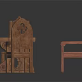 Wooden Table and Chairs Set with Carved Bench and Classic Design