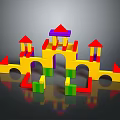 Colorful Building Blocks With Vibrant Colors And Castle Structure For Kids