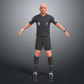 Man in Black Referee Uniform with Short Sleeves Shorts and Chest Badge