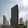 Modern Commercial Street with High Rise Buildings Urban Skyline and Contemporary Architecture