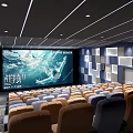 Modern Cinema Interior With Large Screen And Comfortable Seats For Movie Viewing