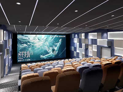 Modern Cinema Interior With Large Screen And Comfortable Seats For Movie Viewing 3d model