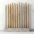 Natural Wooden Poles With Stone Base In Vertical Interior Design Arrangement