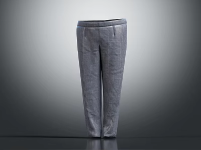 Classic Gray Plaid High Waist Straight Leg Tailored Trousers For Formal Attire 3d model