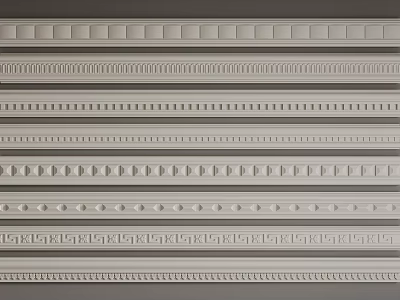 Crown Molding With Various Decorative Patterns And Elegant Styles For Home Interior Decoration 3d model