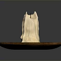 Textured White Candle Holder With Natural Stump Design On Round Wooden Tray
