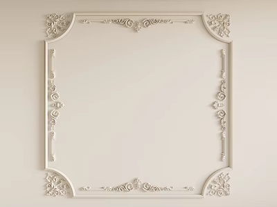 Ornate Decorative Lines in Classic Frame with Intricate Carvings on White Background 3d model