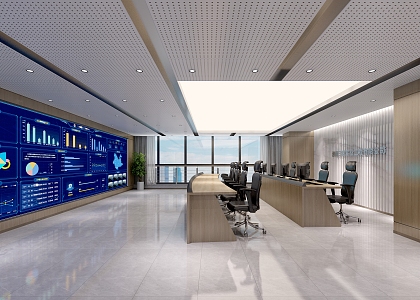 Modern Command Room Monitoring Center Office 3d model