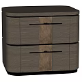 Modern Wooden Nightstand Featuring Two Functional Drawers With Sleek Black Handles 3d model