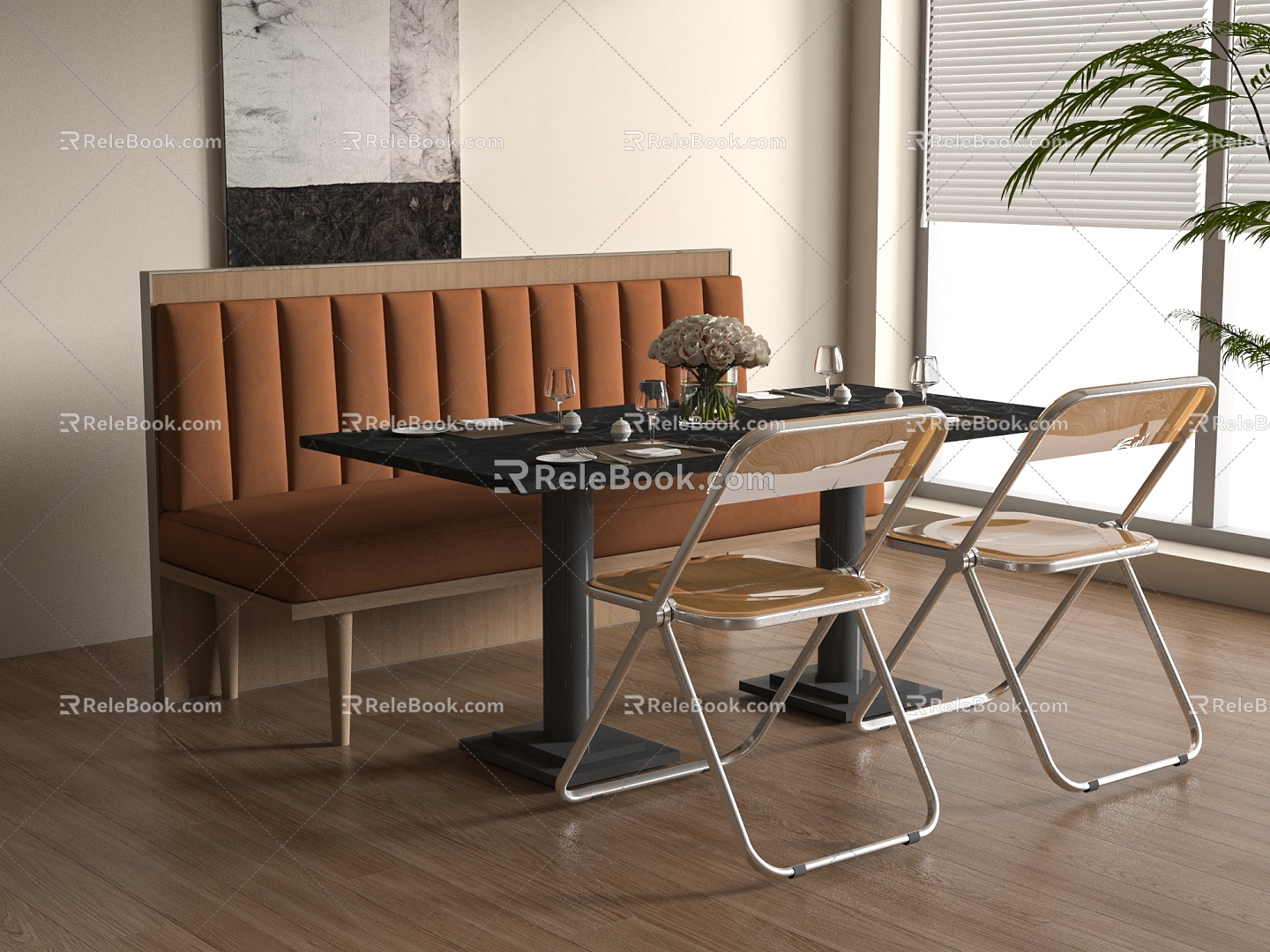 Modern Card Seat Sofa Restaurant Card Seat Sofa Curved Card Seat Casual Sofa 3d model