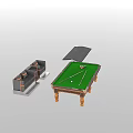 Modern Billiard Room With Green Felt Table Wooden Legs Cues Balls And Comfortable Sofa