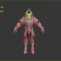 Fantasy Warrior 3D Character With Detailed Armor Golden Accents And Purple Cape
