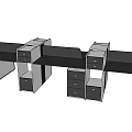 Modern Modular Office Work Desks With Drawers And Storage Cabinets 3d model