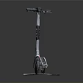 Silver Electric Scooter With Black Handlebar HEX Logo And Wheels On Stone Slab Surface