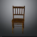 Classic Brown Wooden Chair With Slatted Back Smooth Seat And Straight Legs