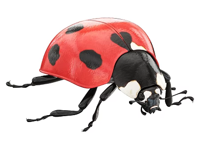 Detailed Colorful Ladybug Red Shell With Black Spots As Flying Insect 3d model