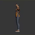 A Man With Arms Outstretched Wearing Flame Patterned T Shirt Blue Jeans And Slippers