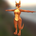 Orange Fur Game Movie Character with Long Ears Tail and Outstretched Arms in Natural Background