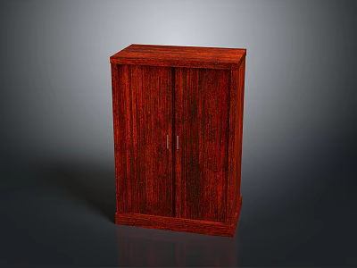 Stylish Red Wooden Cabinet Featuring Double Doors Wood Grain Surface And Simple Design 3d model