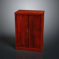 Stylish Red Wooden Cabinet Featuring Double Doors Wood Grain Surface And Simple Design