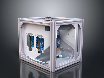 Transparent Open Frame Computer Case With Visible Motherboard And Graphics Card 3d model