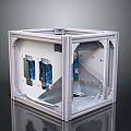 Transparent Open Frame Computer Case With Visible Motherboard And Graphics Card 3d model