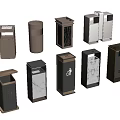 Public Trash Bins With Various Modern Designs And Marble Details For Public Areas