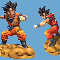 Dragon Ball Character Action Figure In Orange Outfit With Blue Wristbands Cloud Base Battle Stance