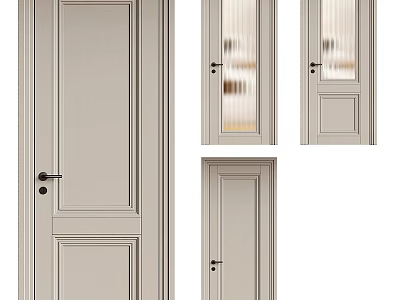 Light Colored Modern Interior Hinged Doors With Glass And Solid Panels 3d model
