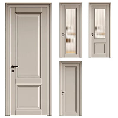 Light Colored Modern Interior Hinged Doors With Glass And Solid Panels 3d model
