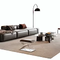 Modern Italian Sofa Coffee Table Combination Leather Sofa Living Room Sofa Multiplayer Sofa Single Person Sofa Side Table Acrylic Floor Lamp 3d model