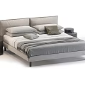 Double bed bedside table bedding towel backrest 3d model