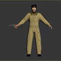 3D Character In Yellow Jumpsuit With Black Cap Headphones And Gun Holding Pose
