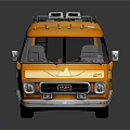 Orange Modified Bus With Roof Rack And Side Windows Exterior Design
