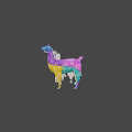 Colorful And Monochrome Llamas In Low Poly 3D Design Line Arrangement
