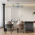 Dining Table Minimalist Dining Table Island Table Chandelier Dining Table Combination Dining Chair 3d model