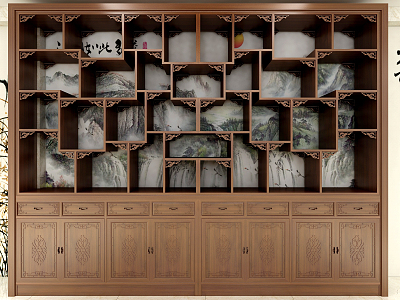 New Chinese Style Storage Cabinet Antique Rack 3d model