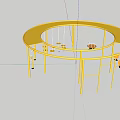 Colorful Circular Children's Play Area With Yellow Swings And Climbing Frames