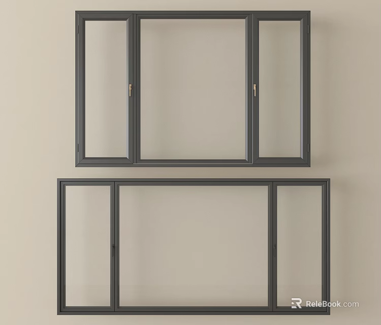 Sleek Casement Windows With Metal Frames And Clear Glass Panes Design 3d model 