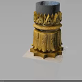 Ornate Carved Decorative Column Pedestal With Lotus Petal Patterns And Layered Structure