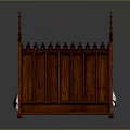 Classic Dark Wooden Double Bed With Carved Bedposts And White Sheets